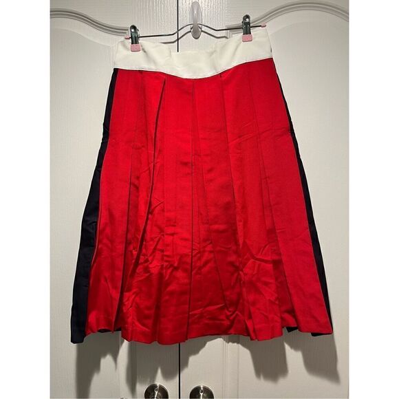 Katharine Kidd- Colorblock Button Detail pleated Midi Skirt size 8 NWT$335 - Picture 4 of 6